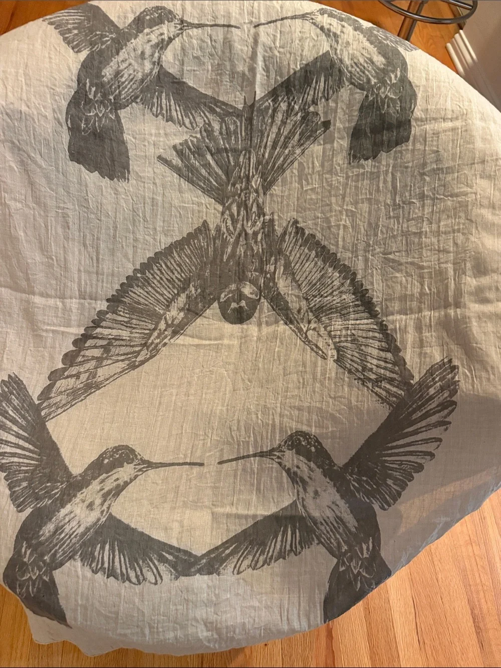 LOOK Bird Hummingbird Print Scarf Lightweight 100% Cotton Natural Neutral